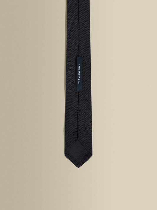 Silk Grenadine Tie Navy Detail Product Image