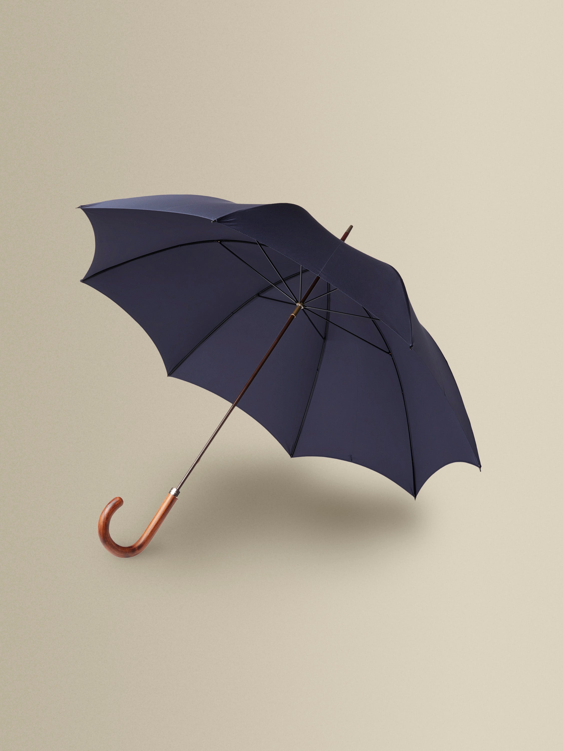 Nylon and Mahogany Wood Umbrella Navy Product Image