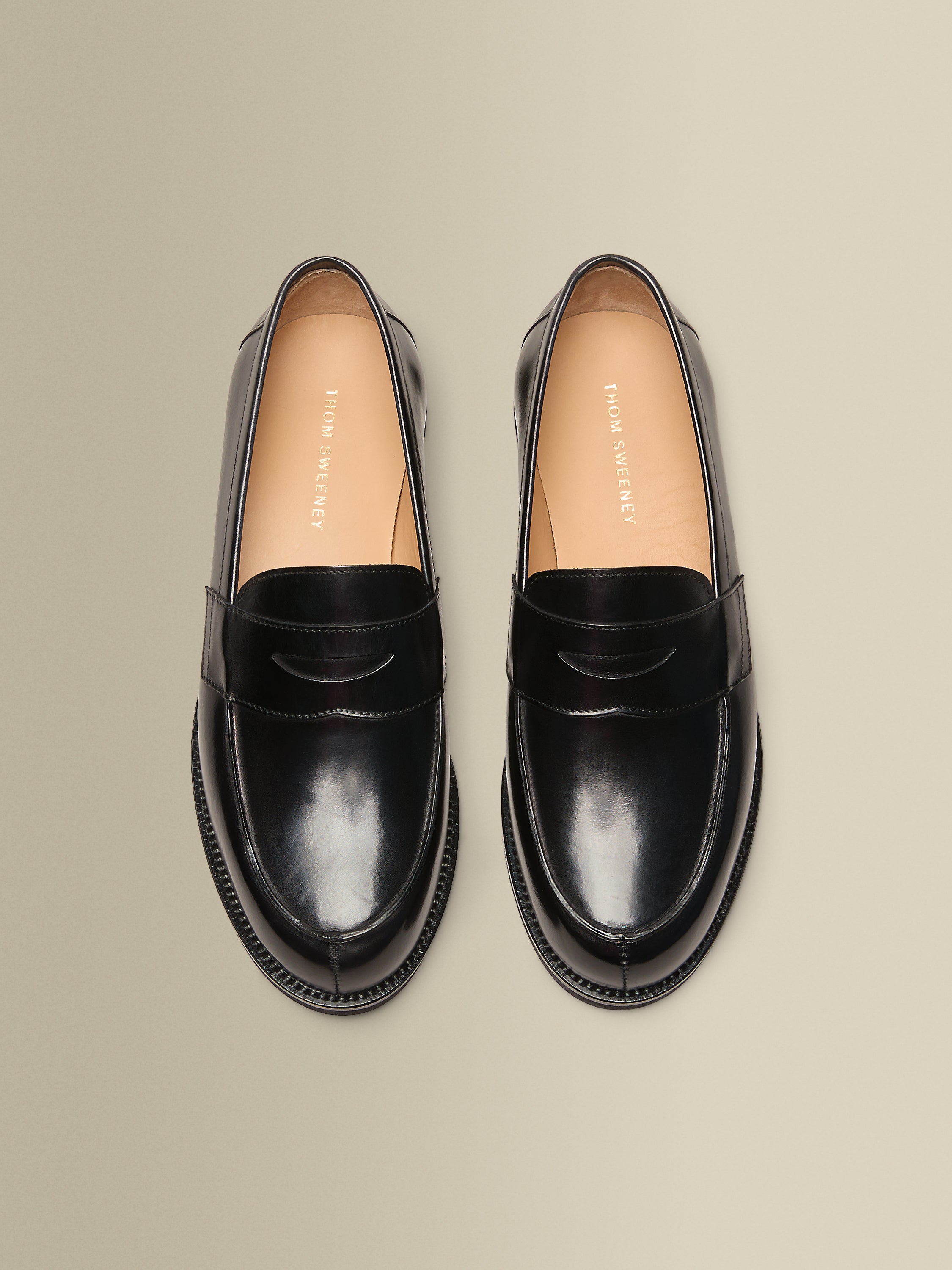 Calf Leather Penny Loafer Shoes Black Top Product Image