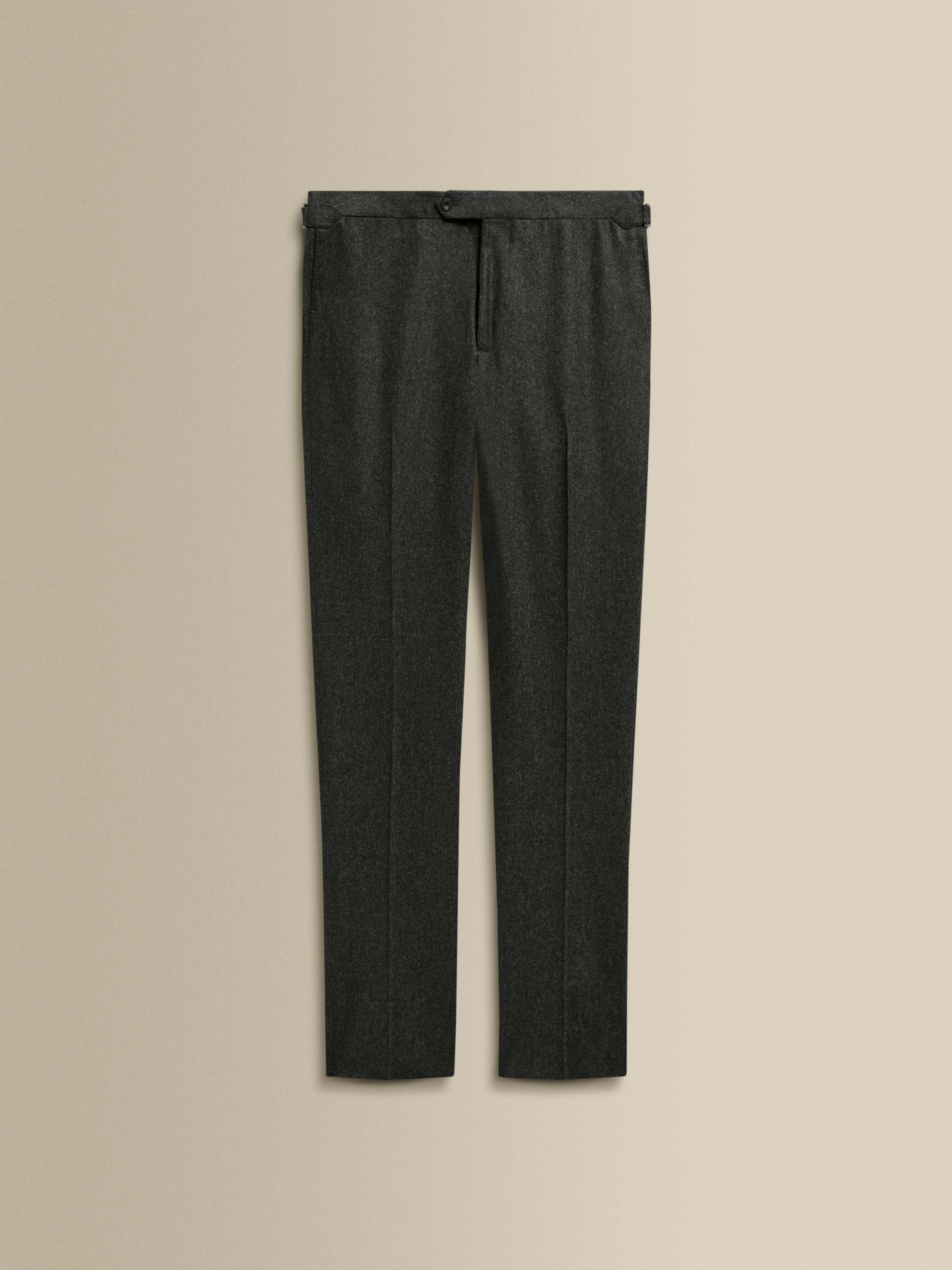 Flannel Flat Front Tailored Trousers Grey Product Image