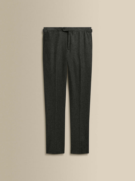 Flannel Flat Front Tailored Trousers Grey Product Image