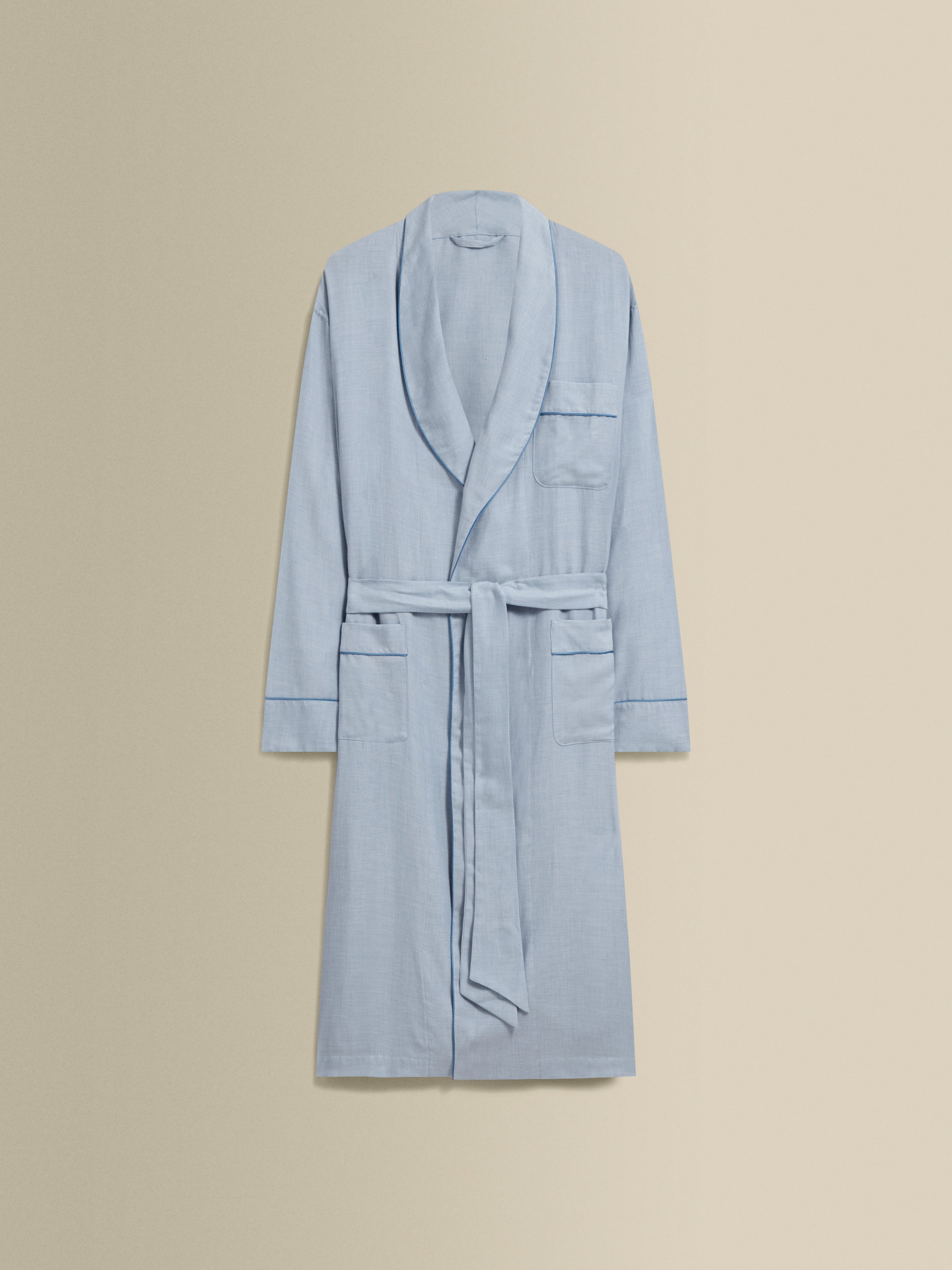 Brushed Cotton Dressing Gown Sky Blue Product Image