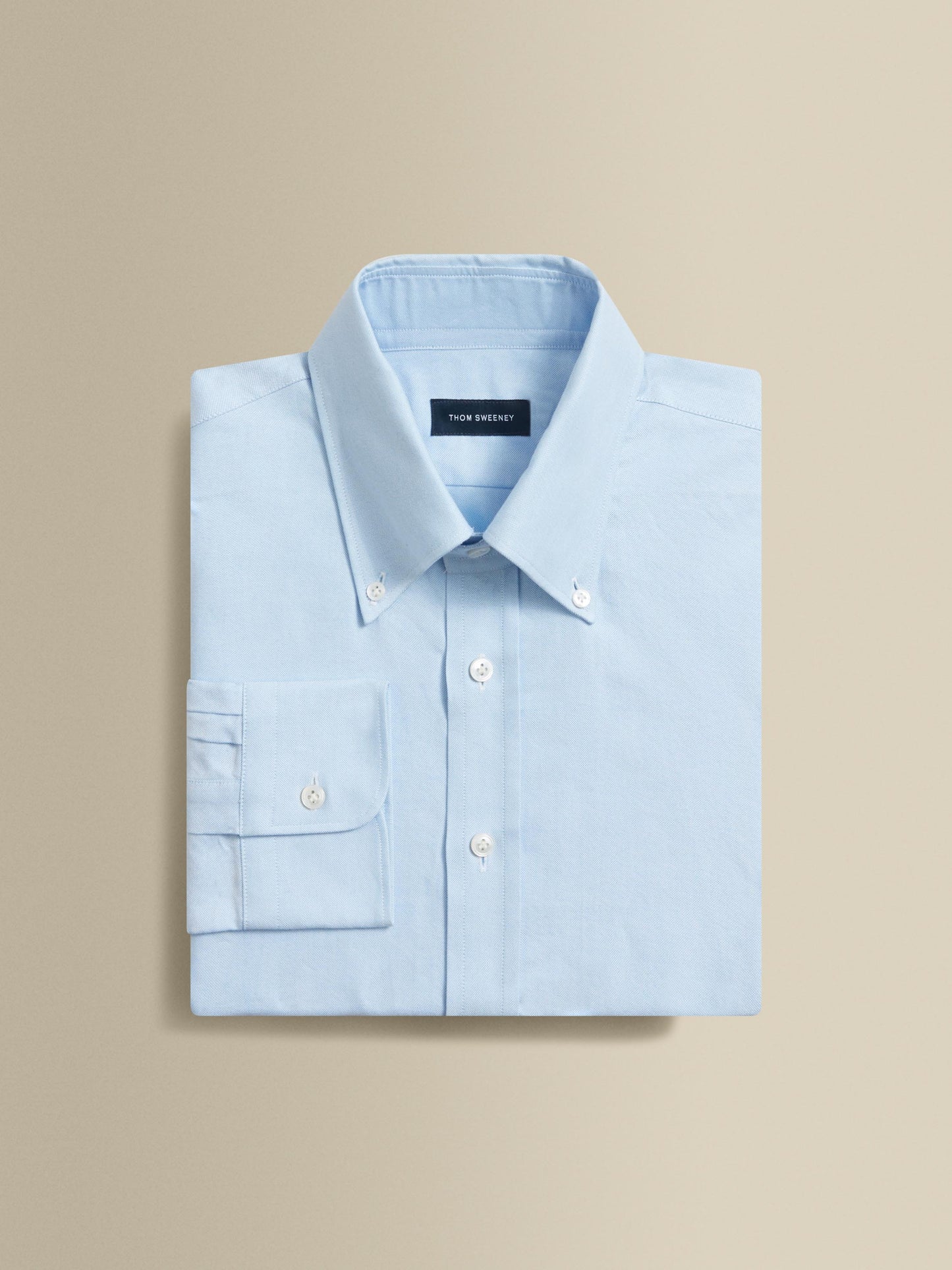 Cotton Casual Button Down Oxford Shirt Sky Blue Folded Product Image