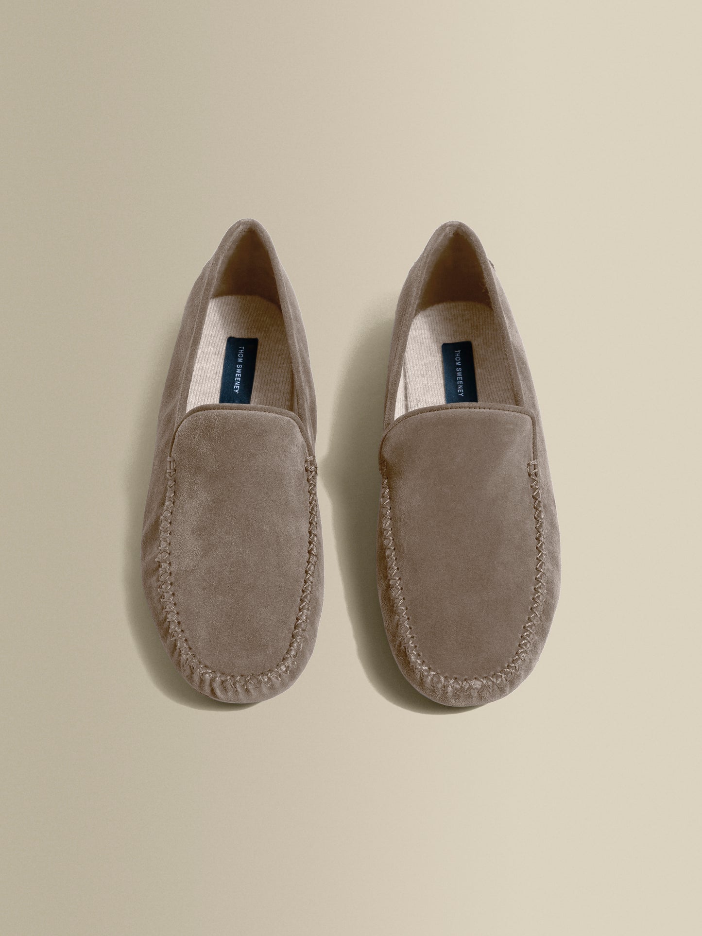 Cashmere Lined Suede Slippers Beige Inside