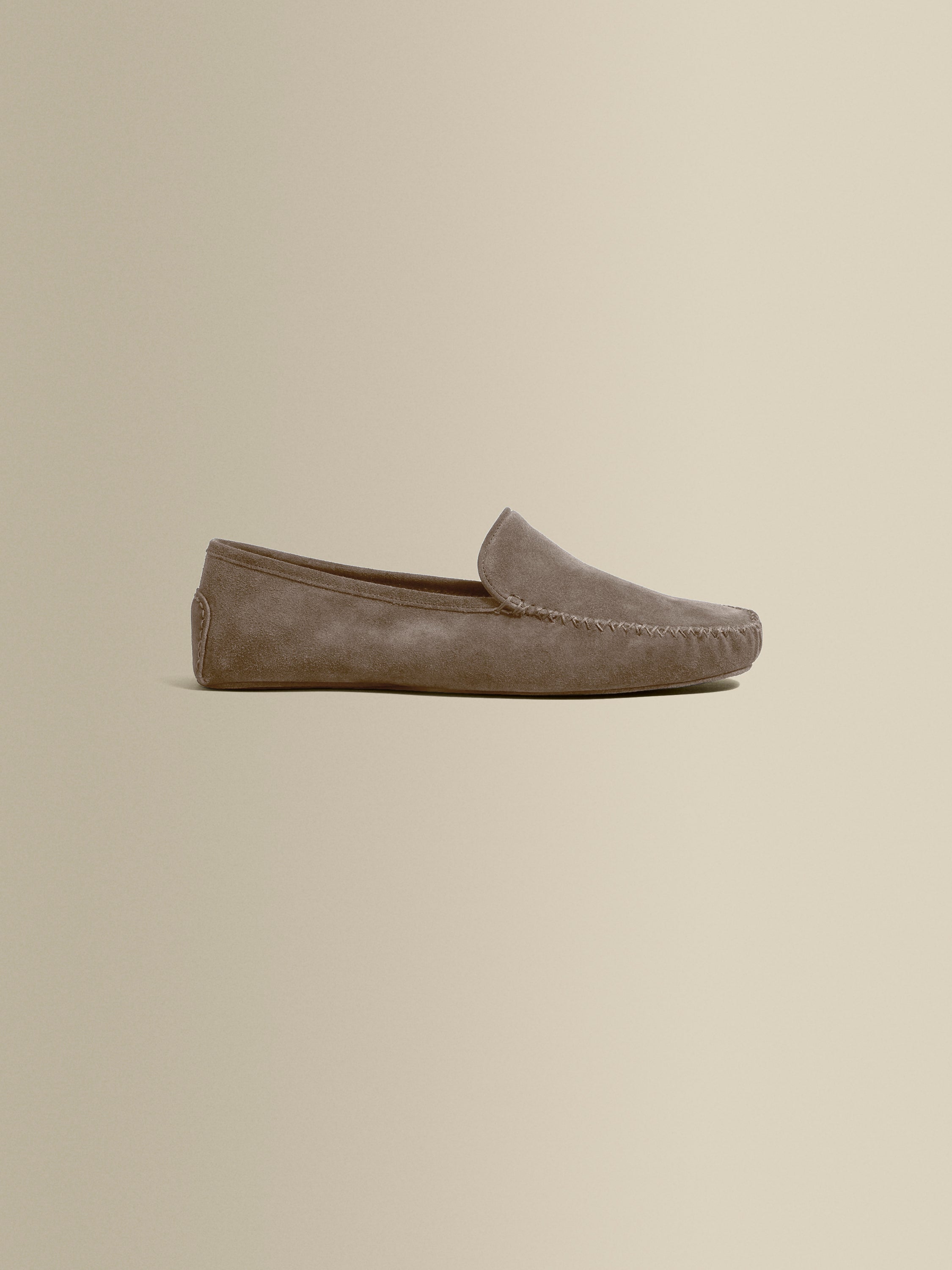 Cashmere Lined Suede Slippers Beige Product Side