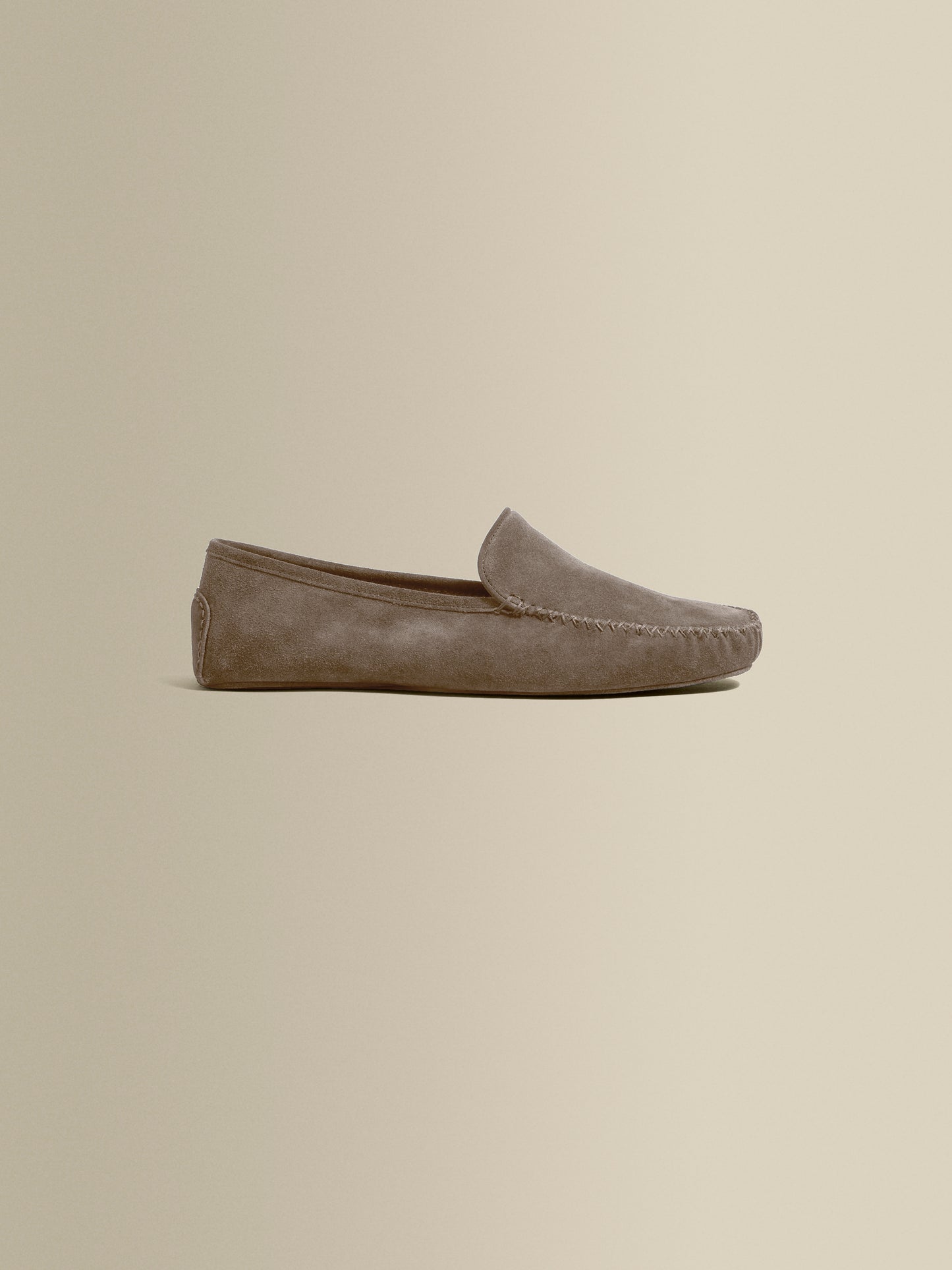 Cashmere Lined Suede Slippers Beige Product Side