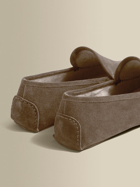 Cashmere Lined Suede Slippers Beige Back