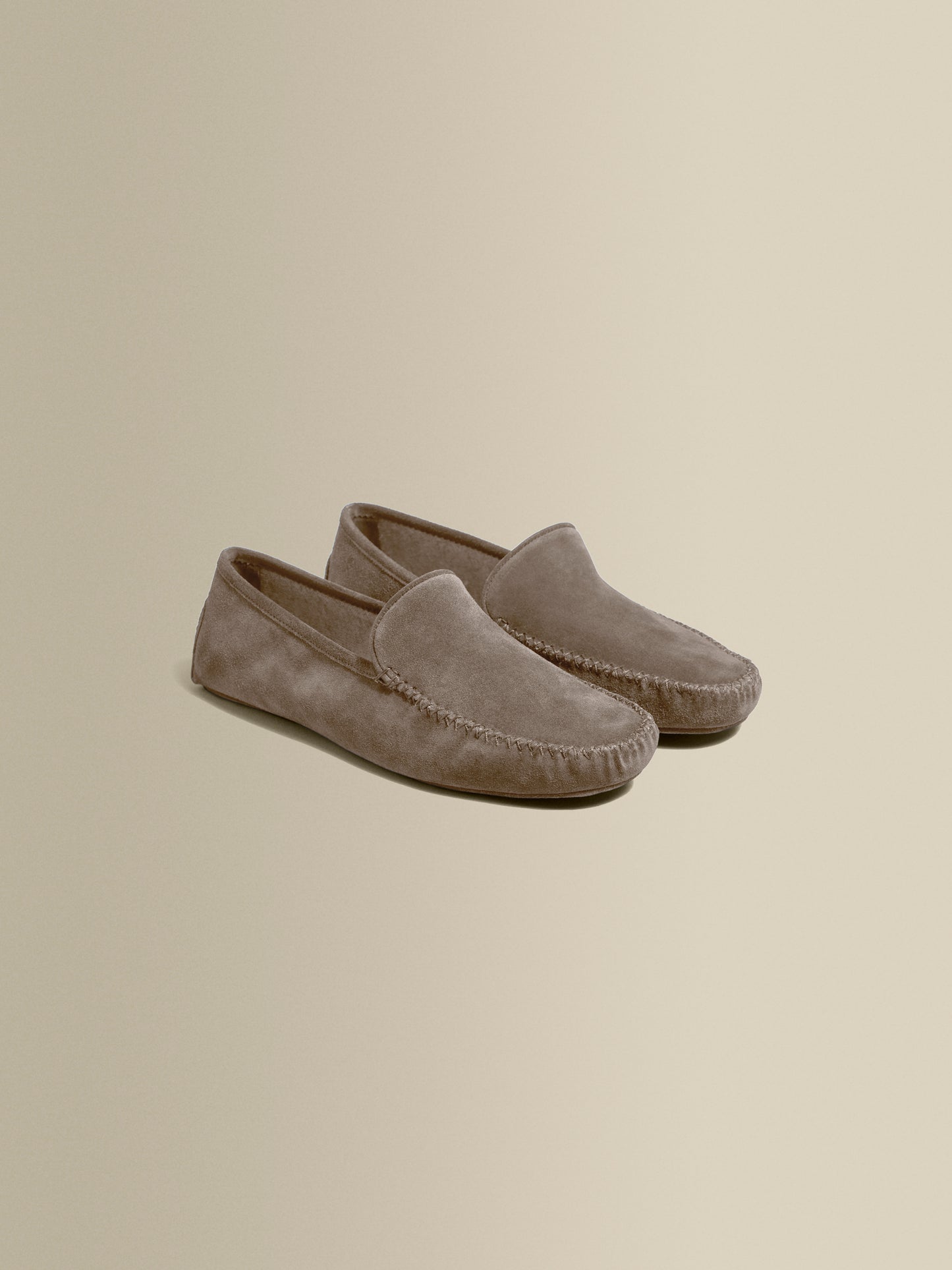 Cashmere Lined Suede Slippers Beige Product