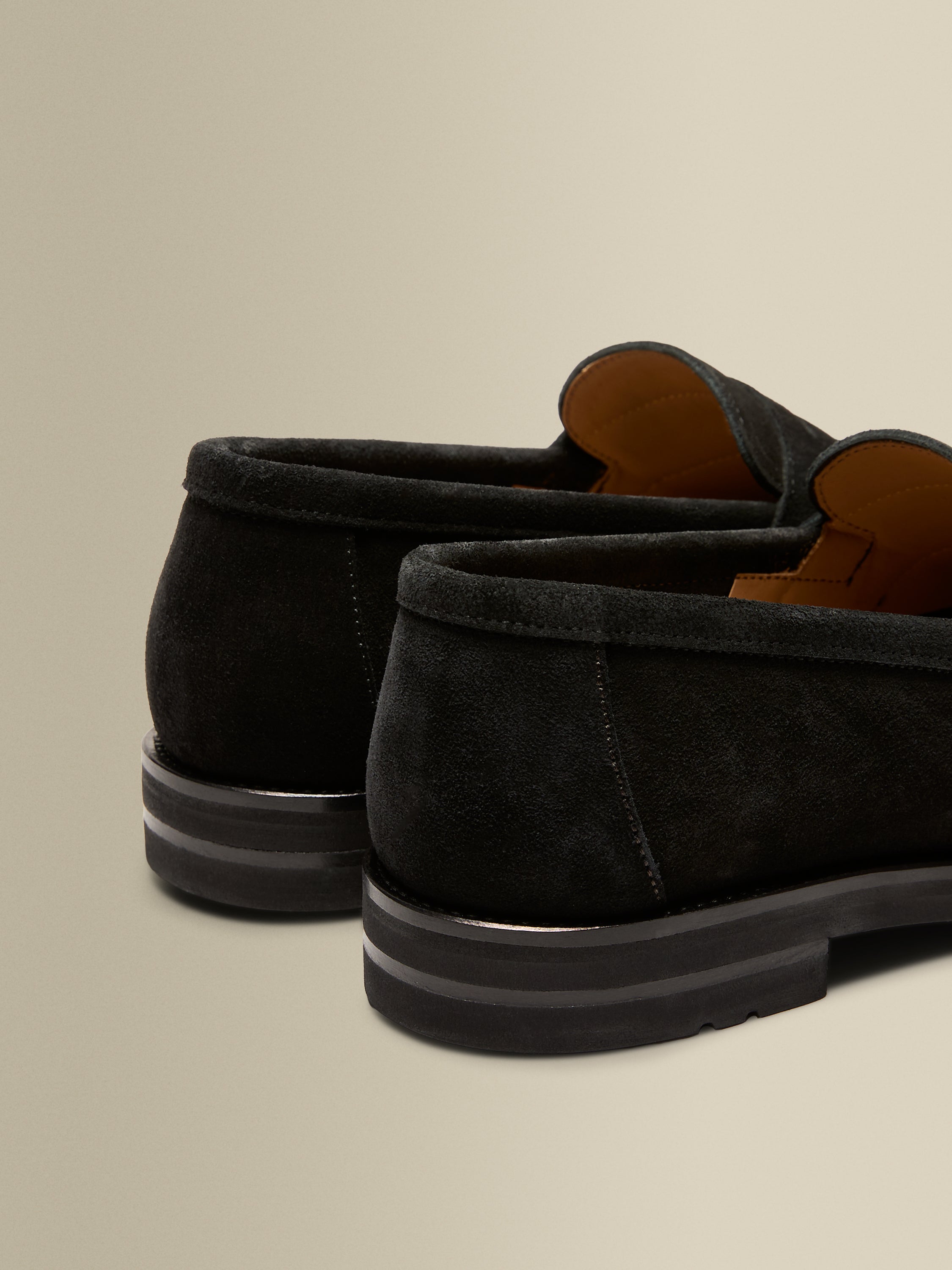 Suede Penny Loafer Shoes Black Back Product Image