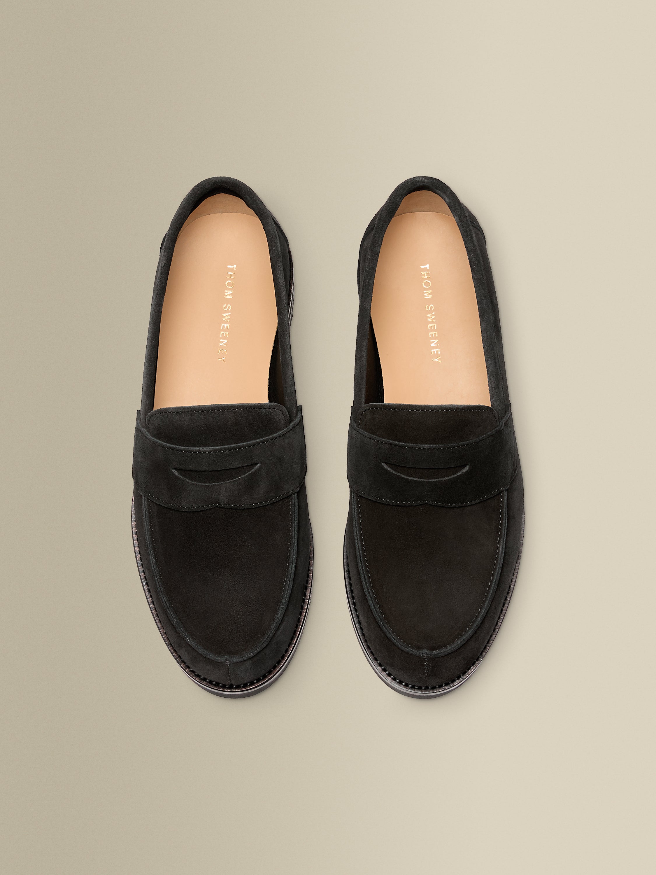 Suede Penny Loafer Shoes Black Top Product Image
