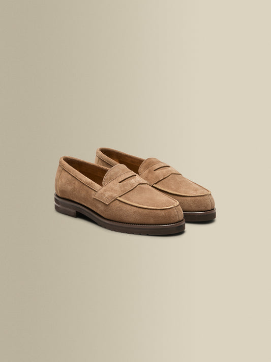 Suede Penny Loafer Shoes Light Brown Main Product Image