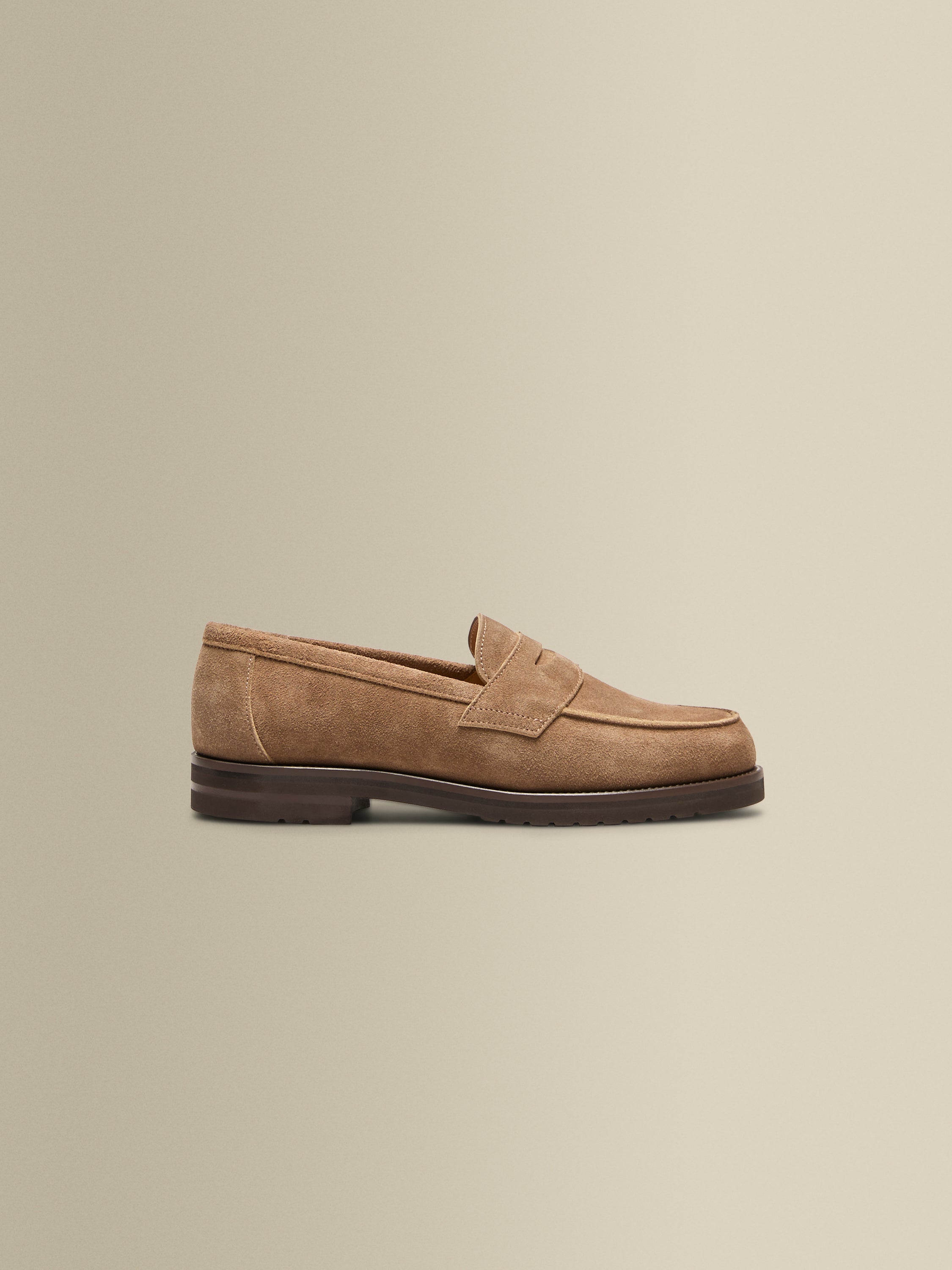 Suede Penny Loafer Shoes Light Brown Side Product Image
