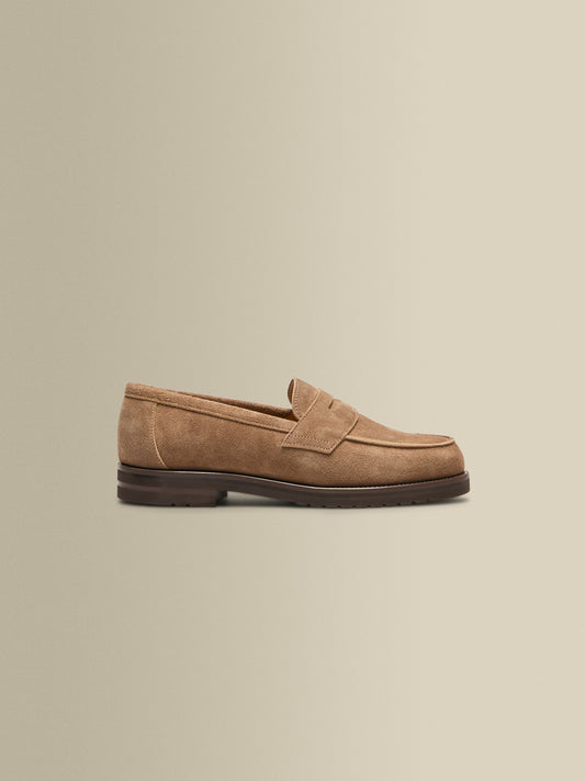 Suede Penny Loafer Shoes Light Brown Side Product Image