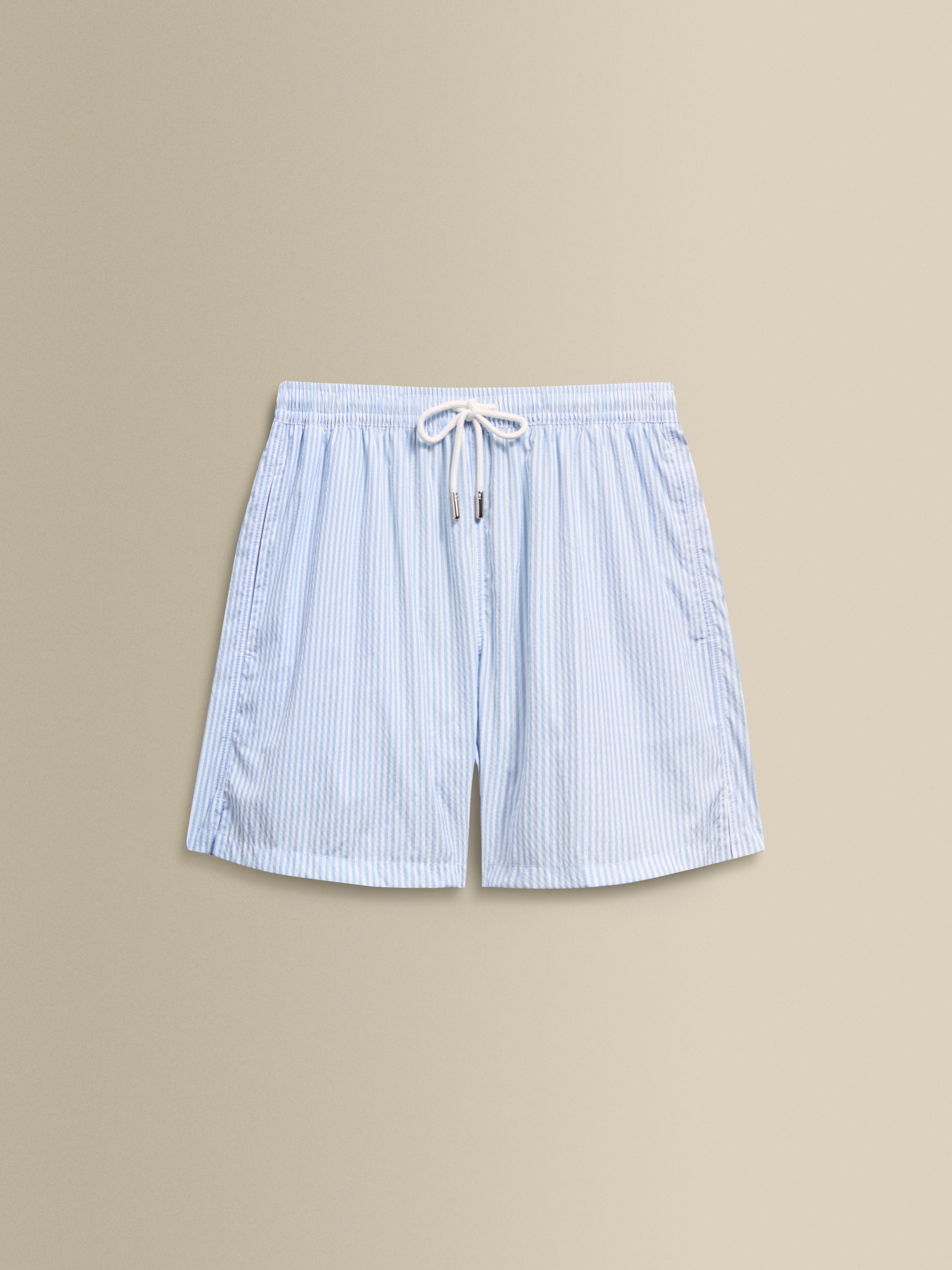 Nylon Mid Length Swim Shorts Navy Stripe Product Image