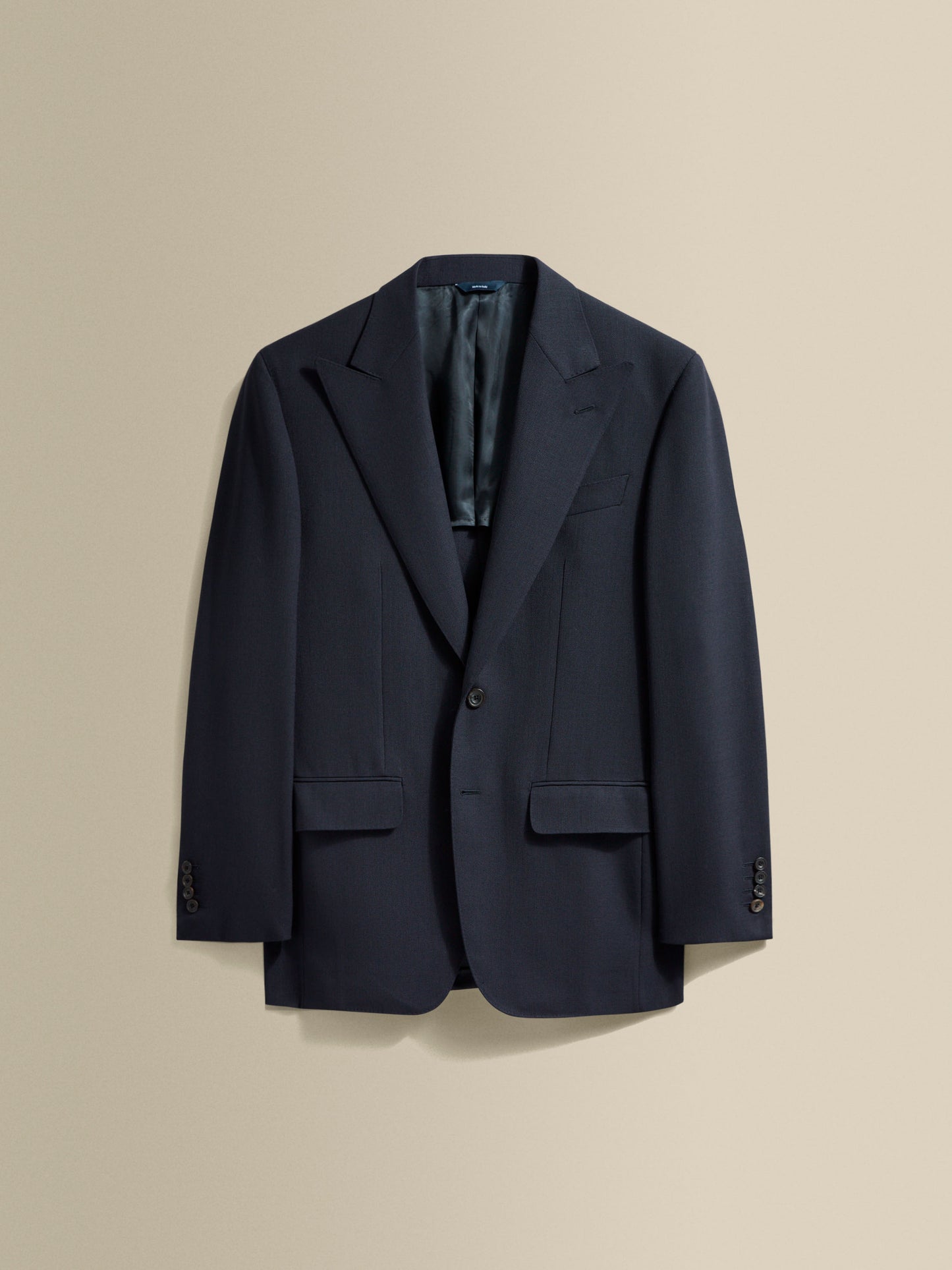 Wool Single Breasted Wide Peak Lapel Suit Navy Jacket Product Image