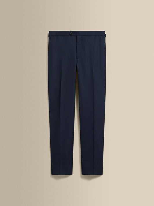 Flat Front Wool Hopsack Trousers Navy Product Front