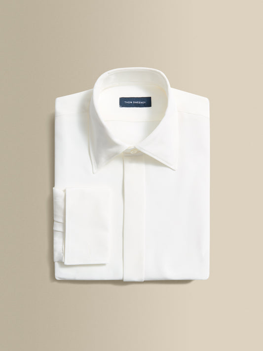 Silk Lecce Collar Fly Front Shirt White Product Image