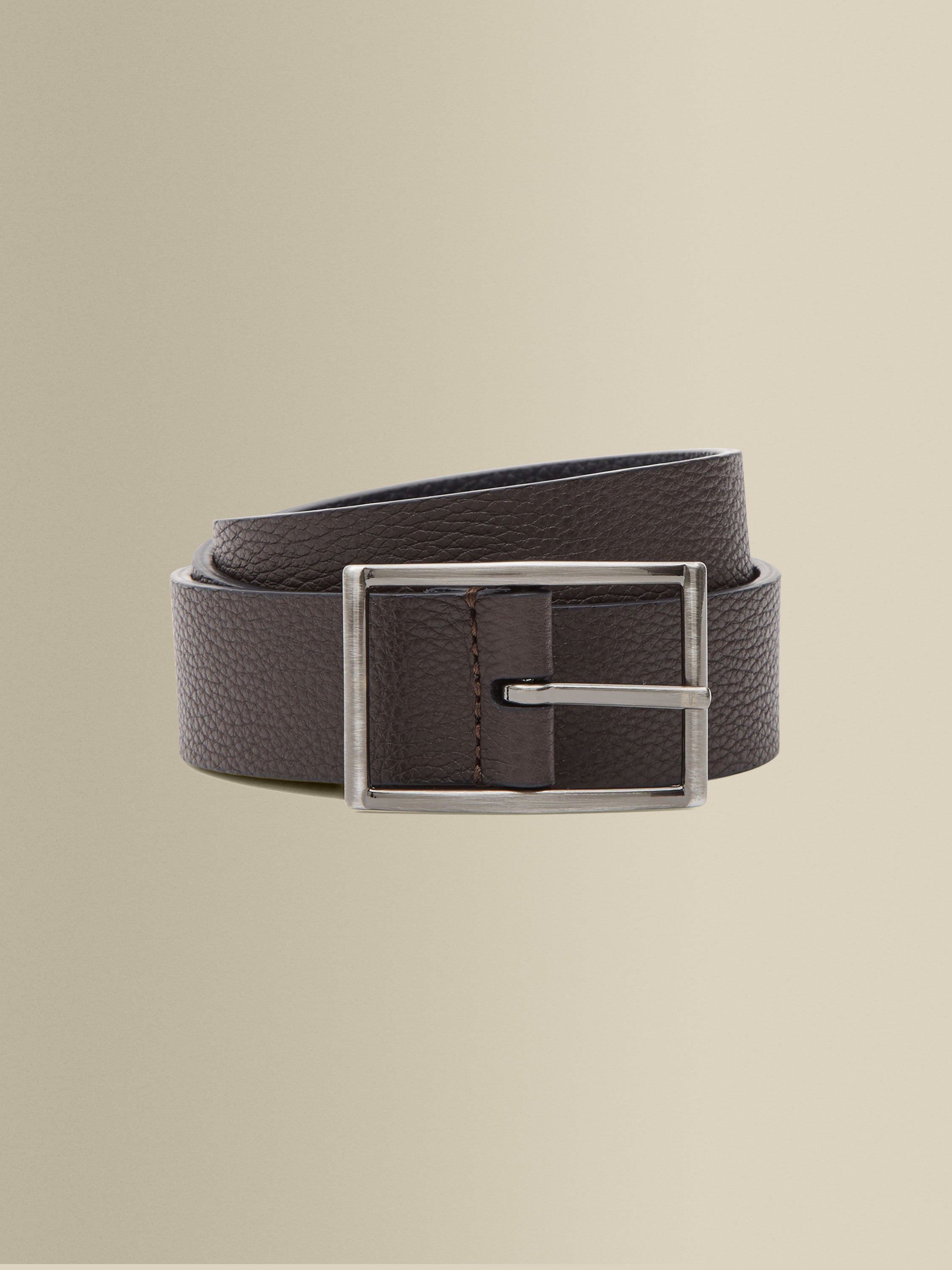 Textured Leather Reversible Belt Navy Brown Product Main