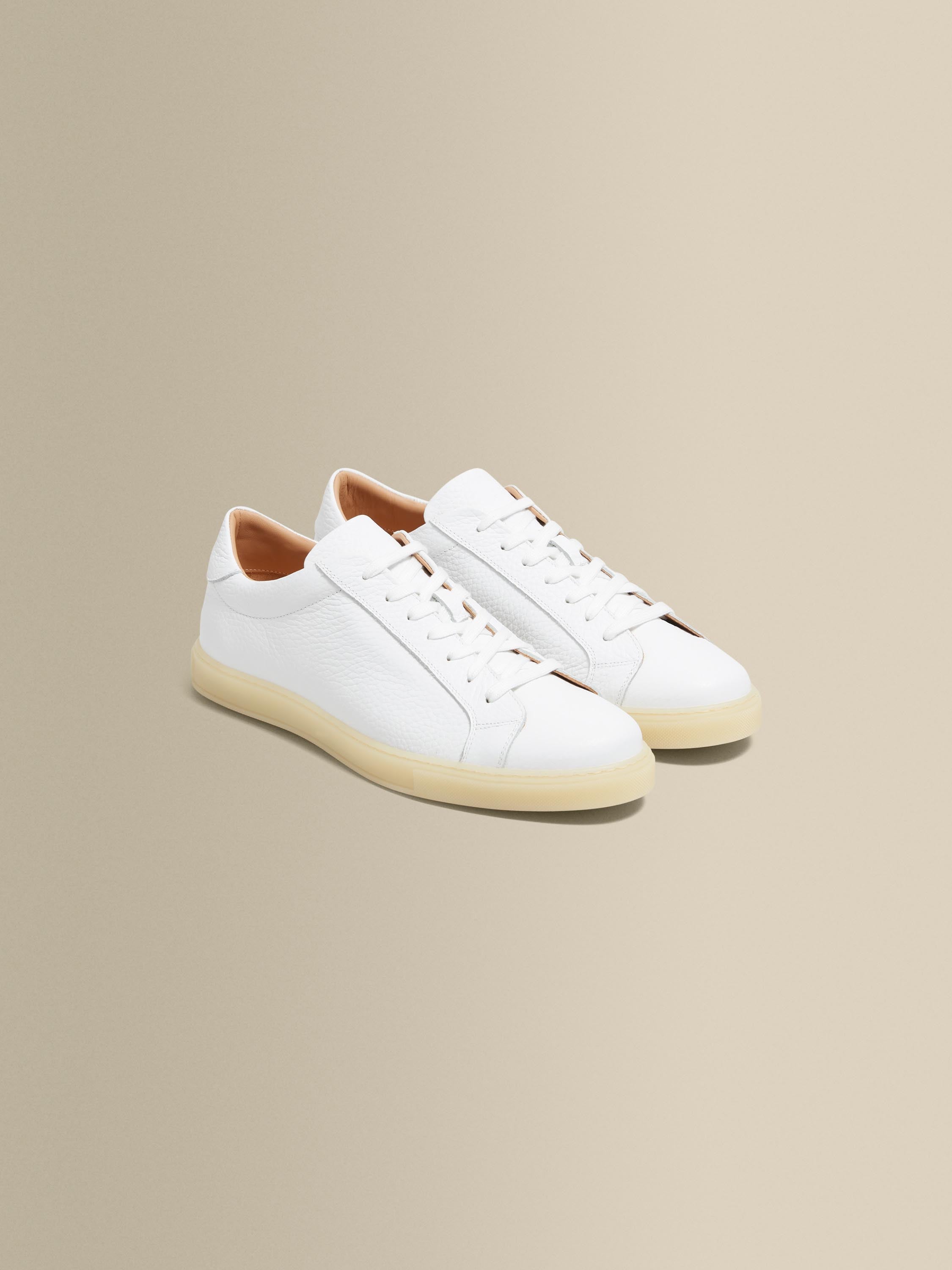 Leather Sneakers With Gum Sole Product Image