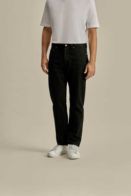 Denim Easy Fit Jeans Black Model Cropped Front Image