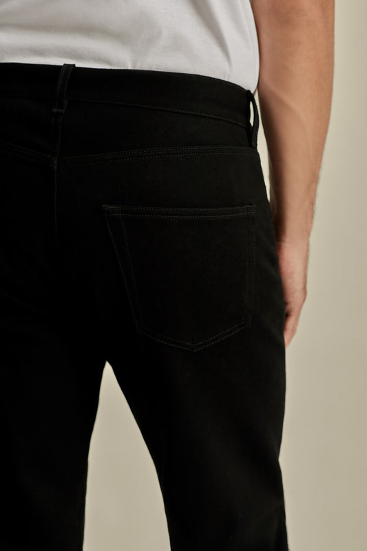 Denim Easy Fit Jeans Black Model Waist Back Image