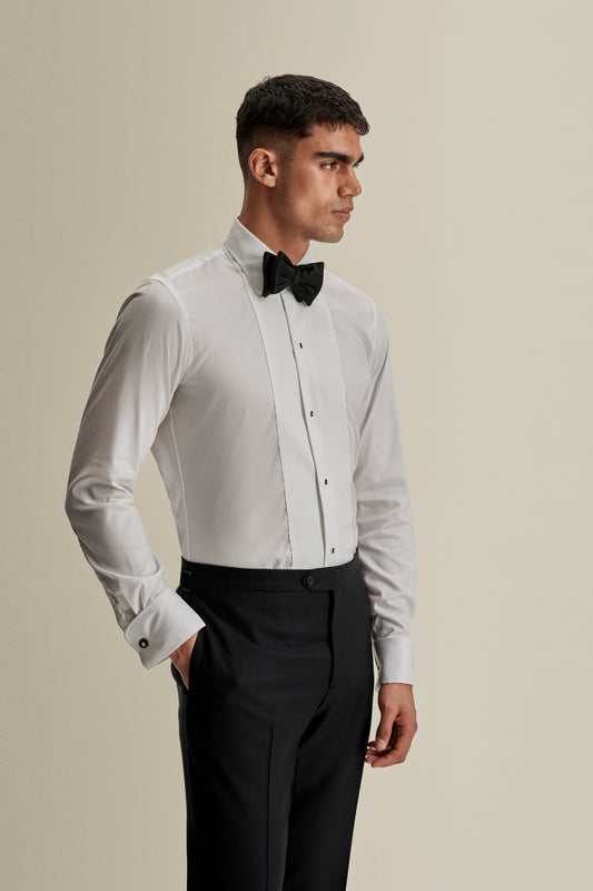 Marcella Bib Front Cotton Formal Shirt White Model Crop Image