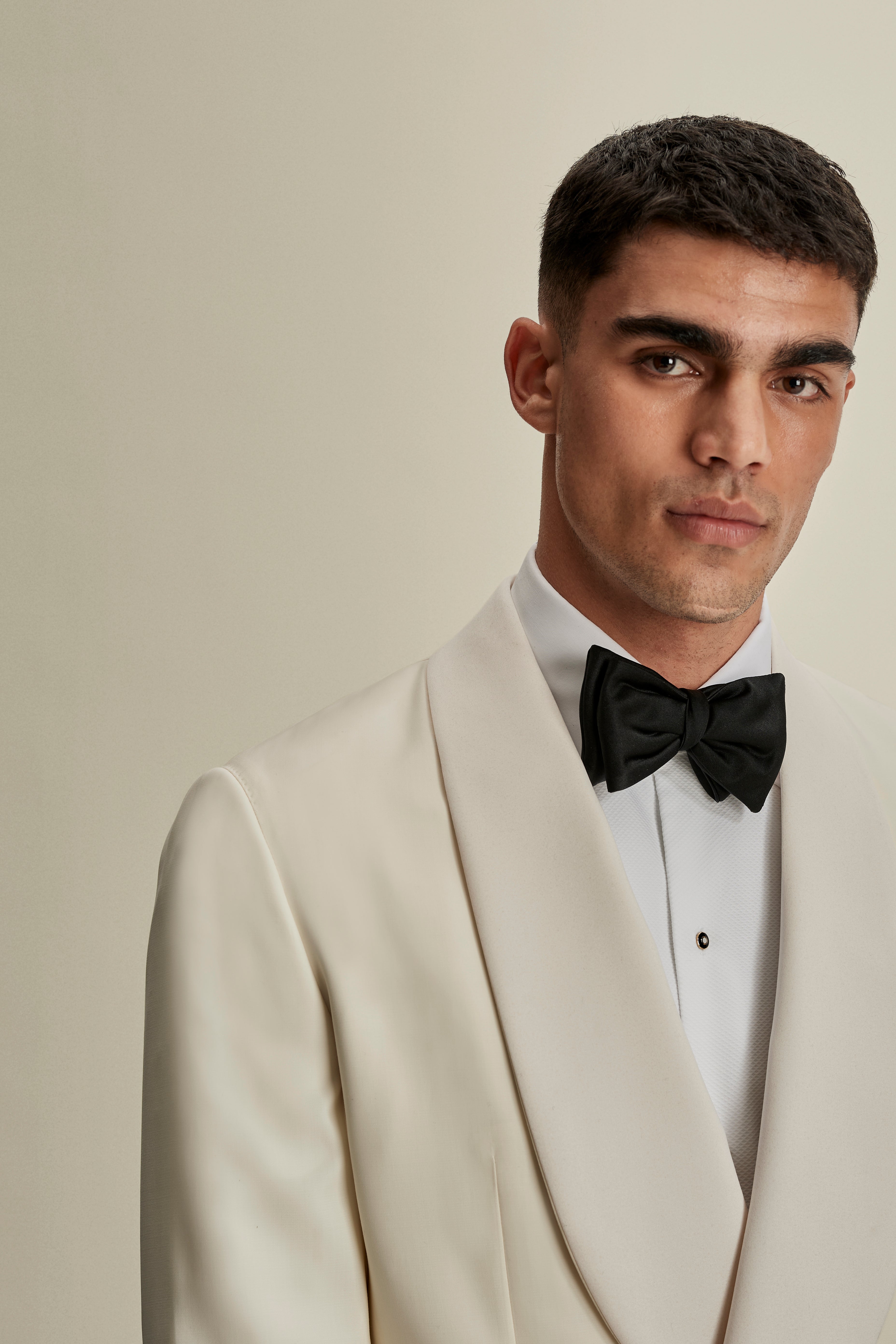 Marcella Bib Front Cotton Formal Shirt White Model Jacket Image