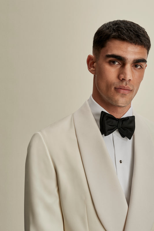 Marcella Bib Front Cotton Formal Shirt White Model Jacket Image