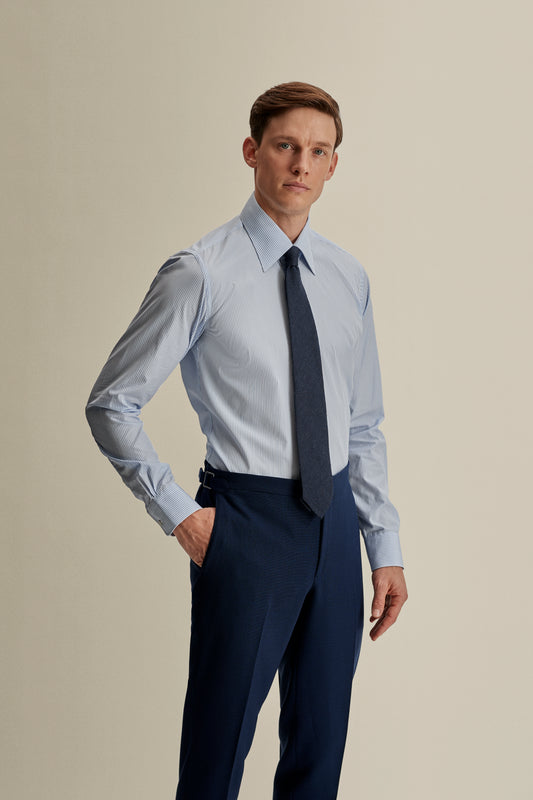 Solid Poplin Point Collar Bengal Stripe Shirt Crop Model Image