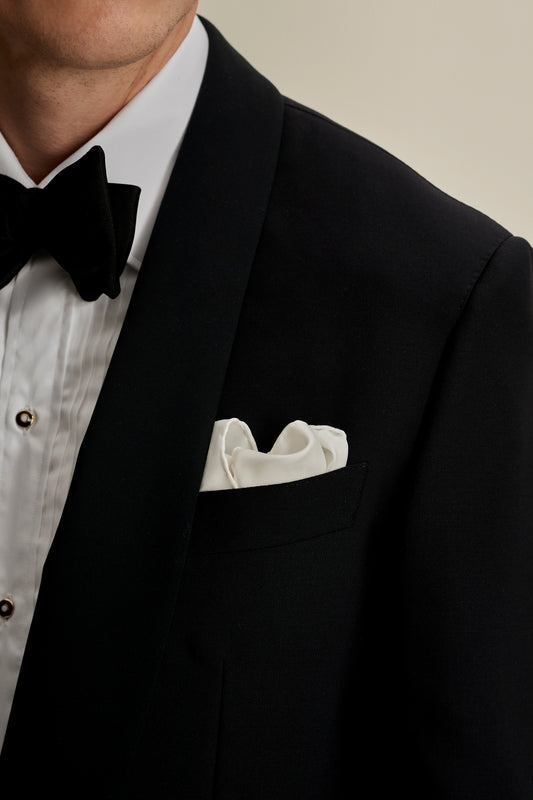 Silk Pocket Square White Model Image