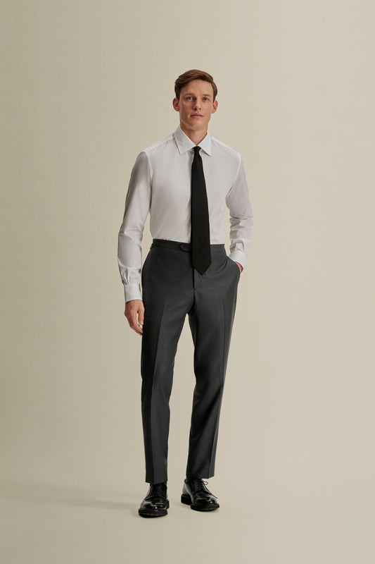 Solid Poplin Point Collar Shirt White Full Length Model Image