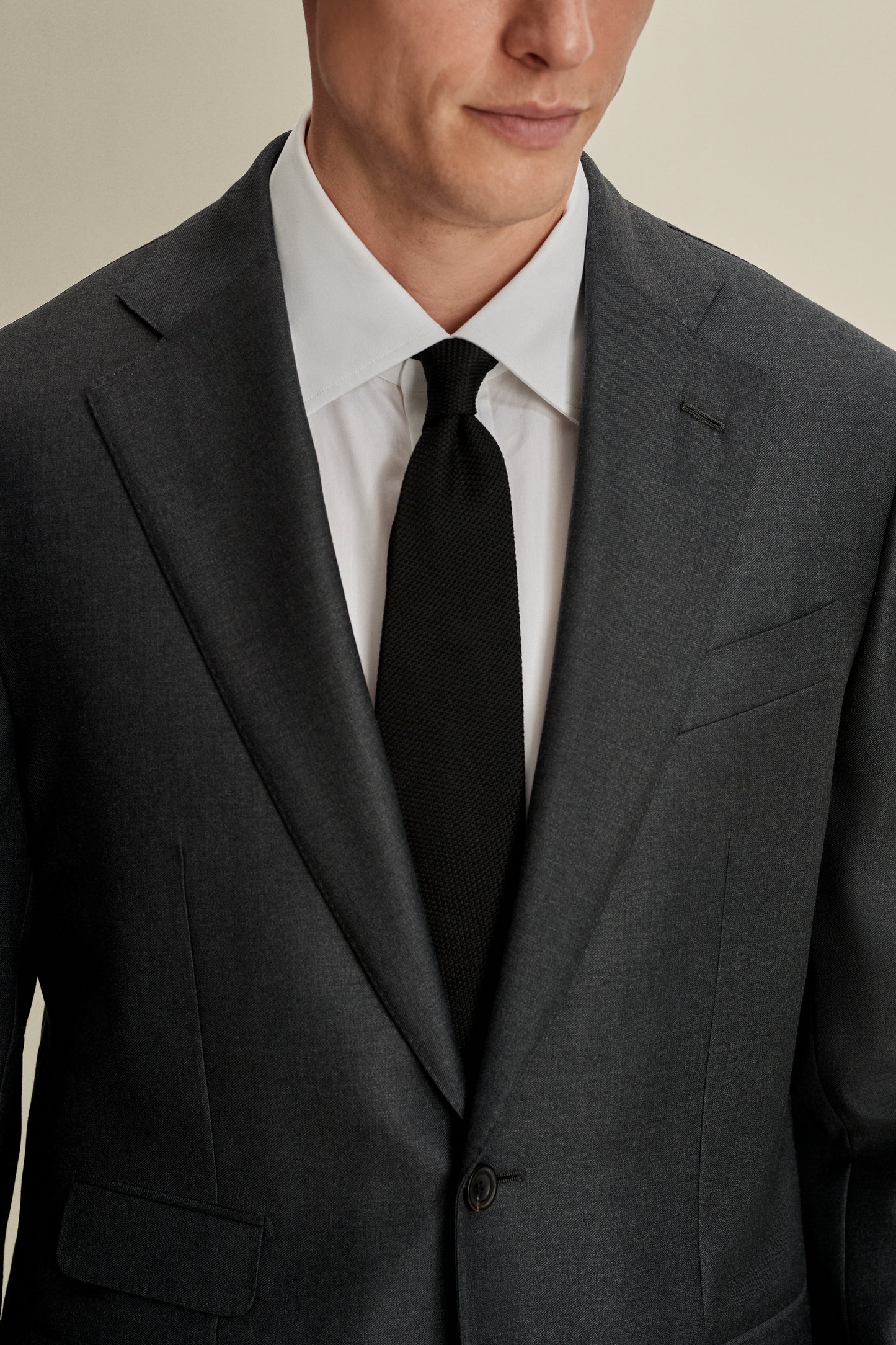 Single Breasted Wool Weighhouse Suit Grey Model Detail Image