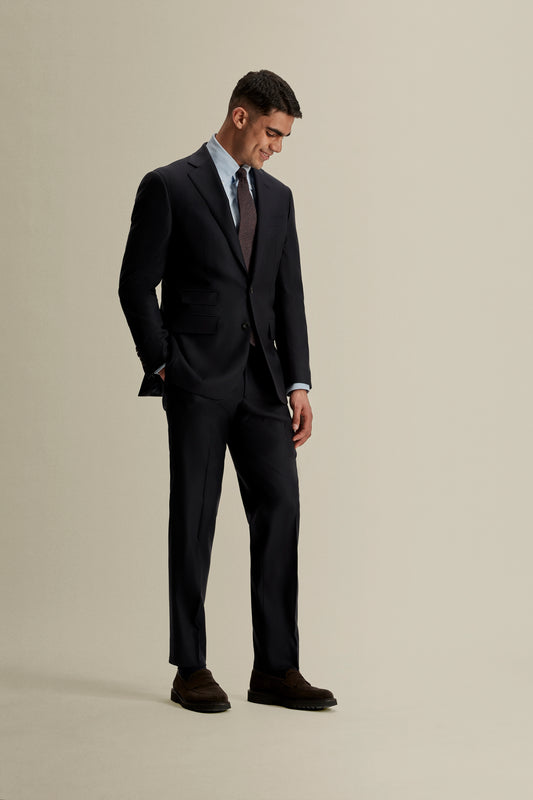 Single Breasted Wool Weighhouse Suit Midnight Navy Model Full Length