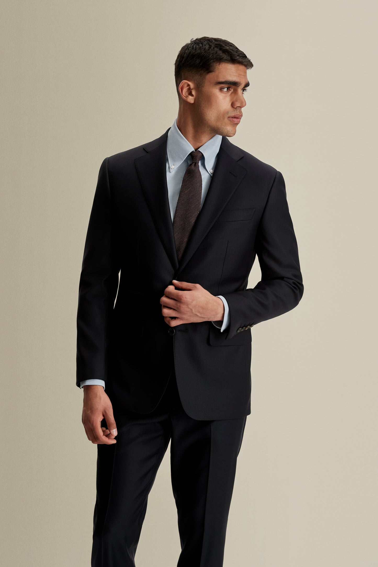 Single Breasted Wool Weighhouse Suit Midnight Navy Model 3/4 Length