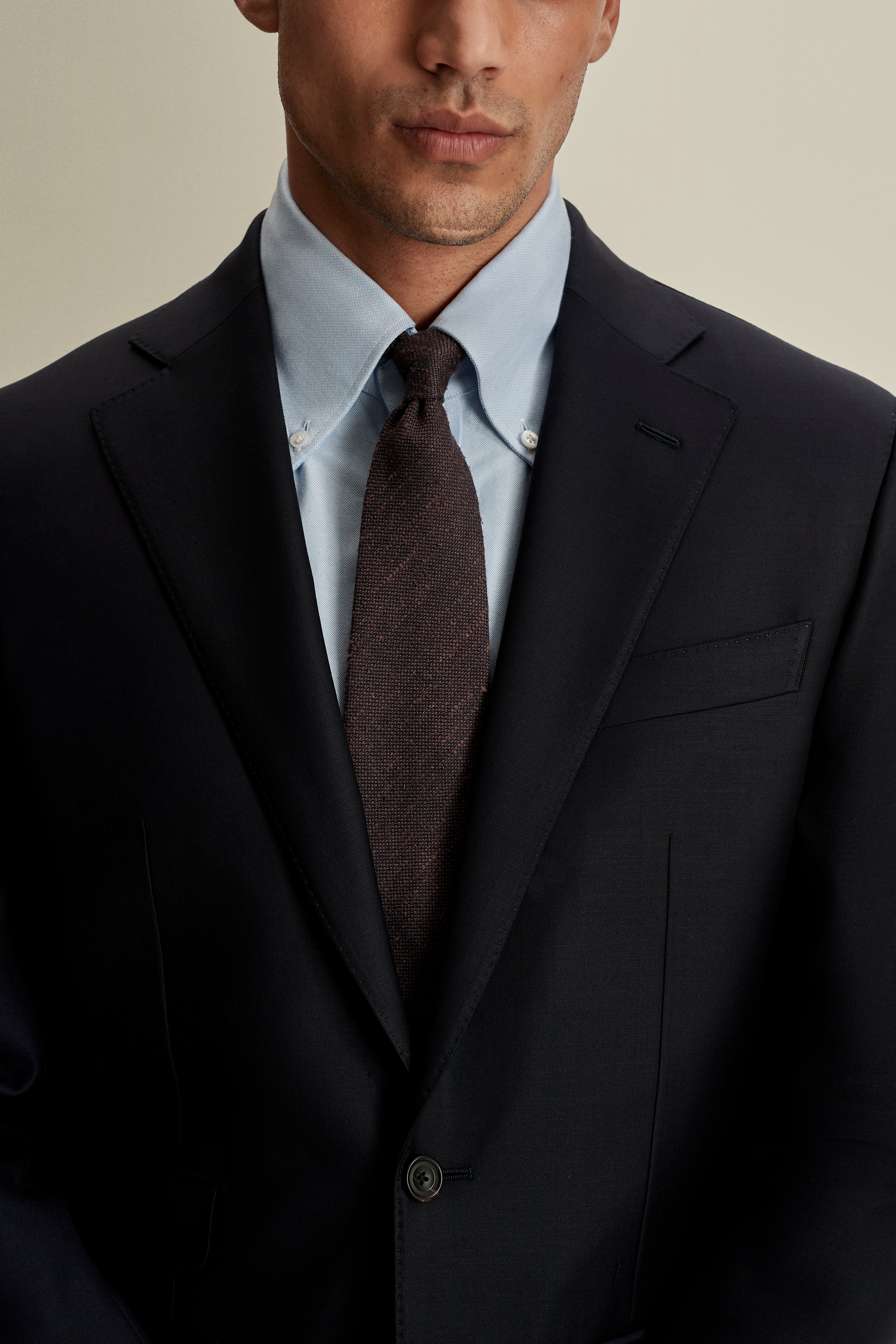 Single Breasted Wool Weighhouse Suit Midnight Navy Model Detail