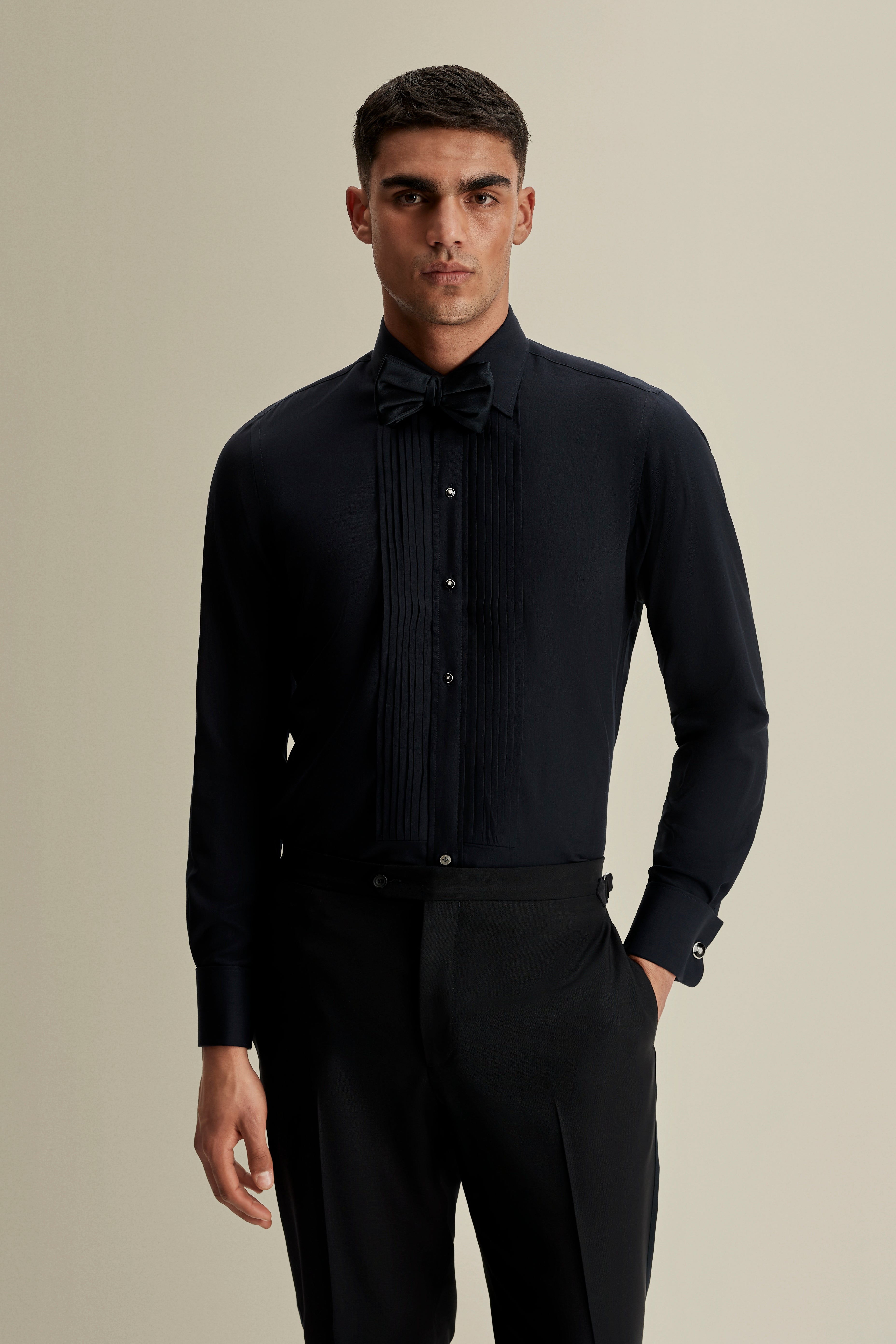 Duke Of York Formal Shirt Navy Model Crop Image