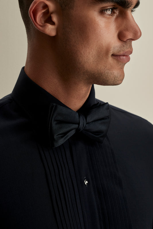 Duke Of York Formal Shirt Navy Model Detail Image