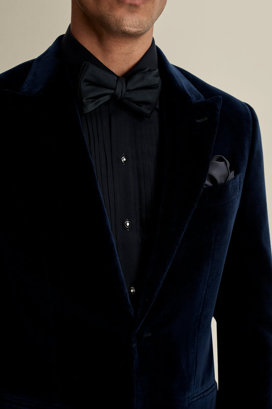 Silk Pocket Square Navy Model Image