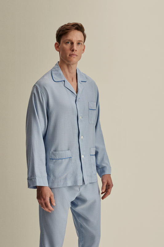 Brushed Cotton Pyjamas Sky Blue Mid Crop Image
