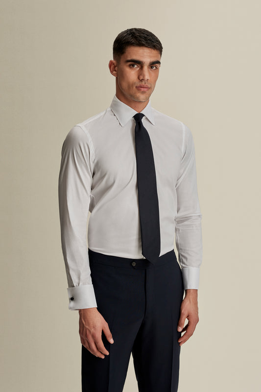 Wool Tie Darkest Navy Model Image