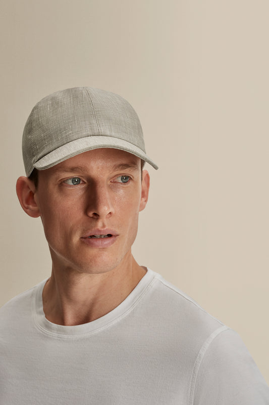Linen Wool Baseball Cap Taupe Model Image