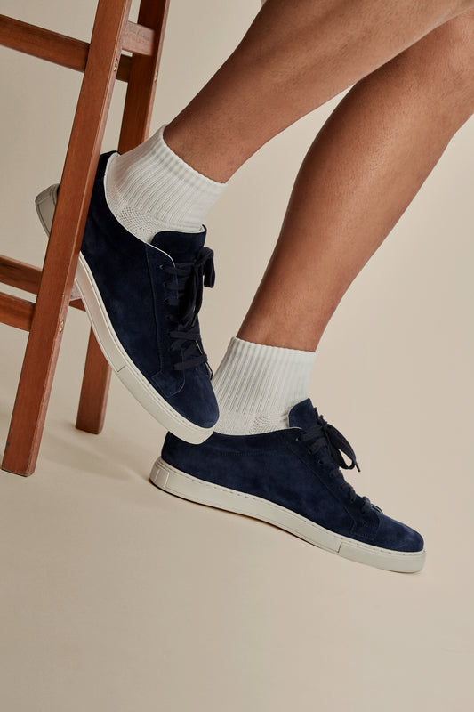 Suede Sneakers Navy Model Image