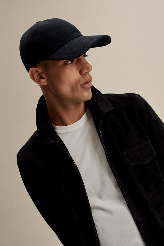 Wool Cotton Baseball Cap Navy Model Image