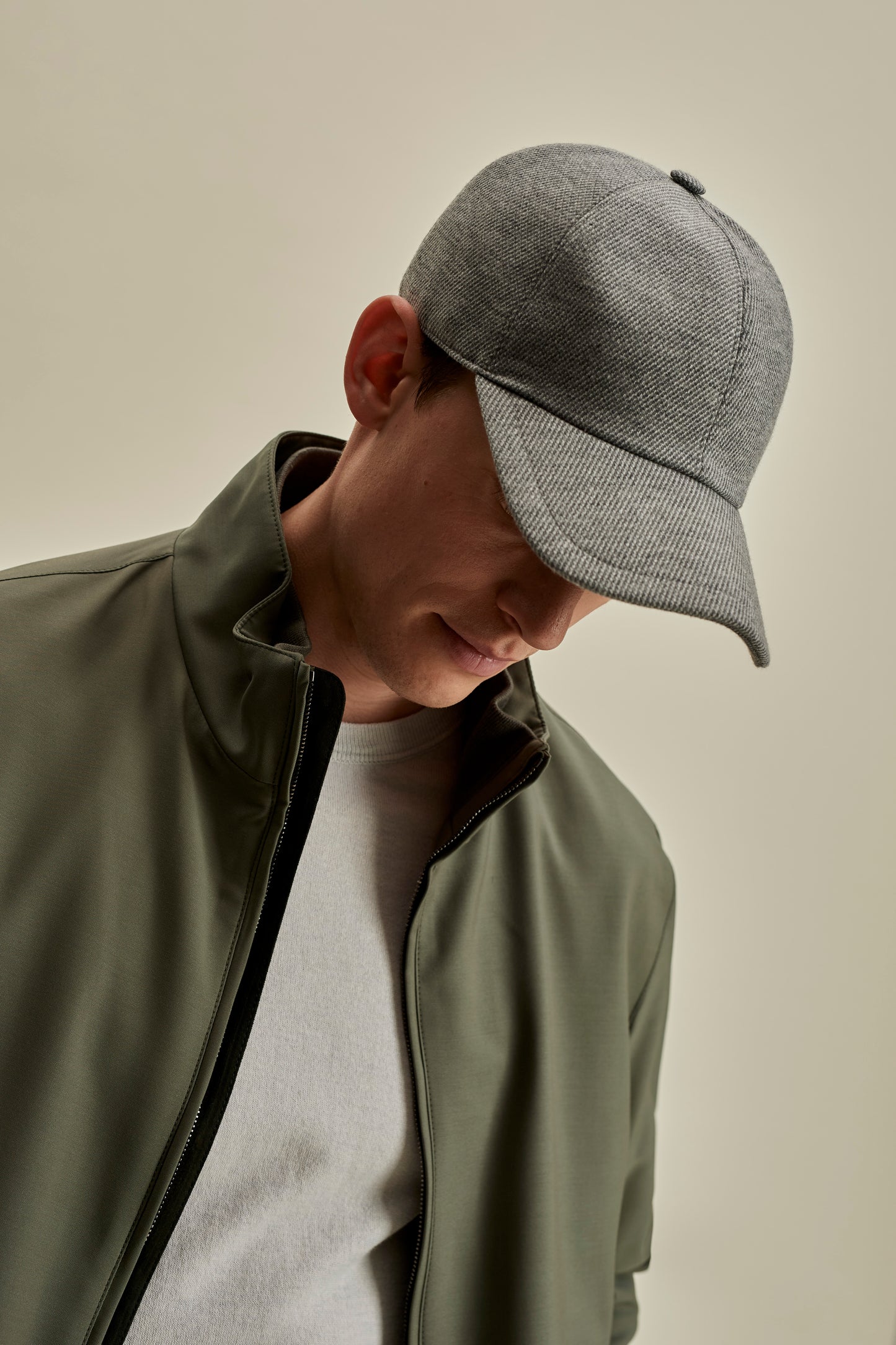 Wool Cotton Baseball Cap Grey Model Image