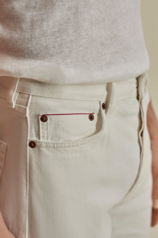 Denim Easy Fit Jeans White Detail Model Image