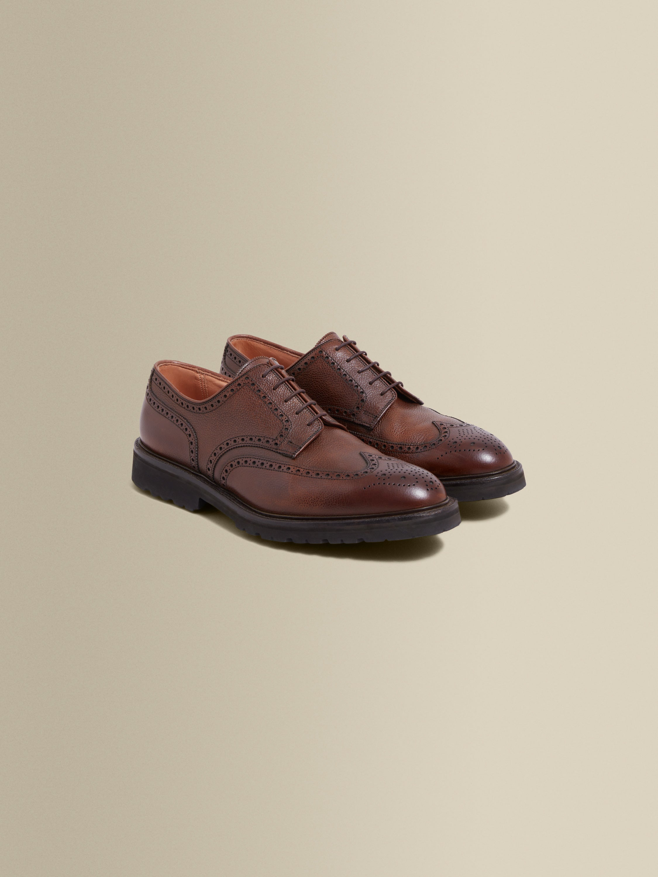Pebble Grain Leather Brogue Shoes Product Angle