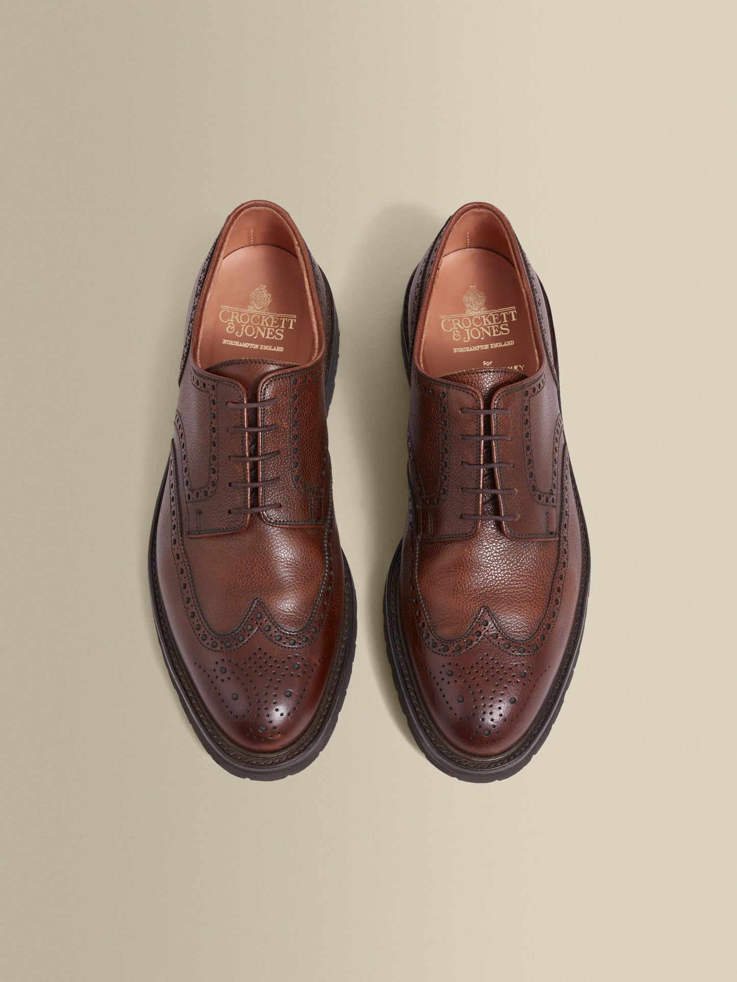 Pebble Grain Leather Brogue Shoes Product Overhead Detail