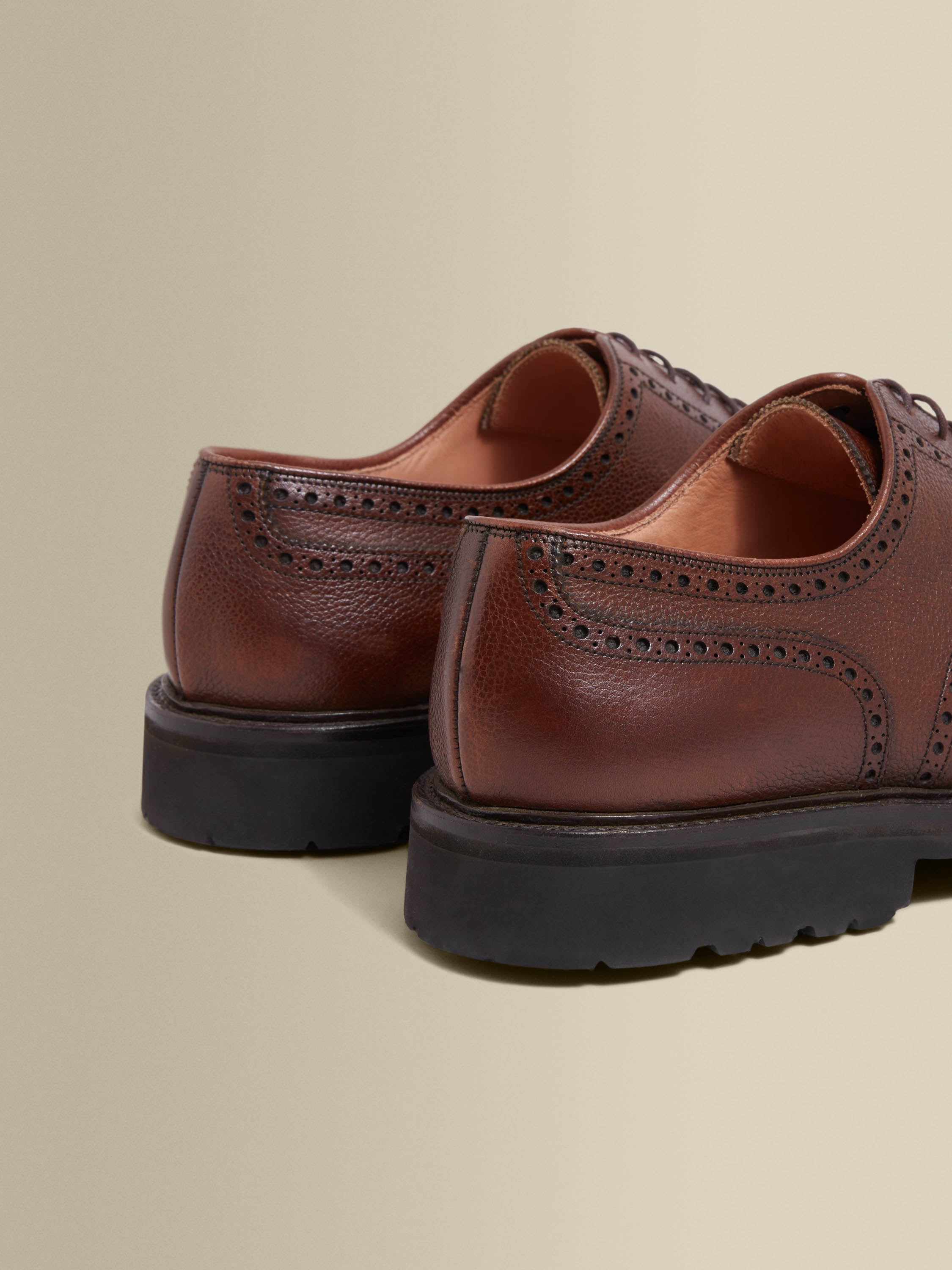 Pebble Grain Leather Brogue Shoes Product Angle Back