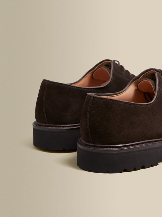 Split Suede Derby Shoes Brown Heel Product Image