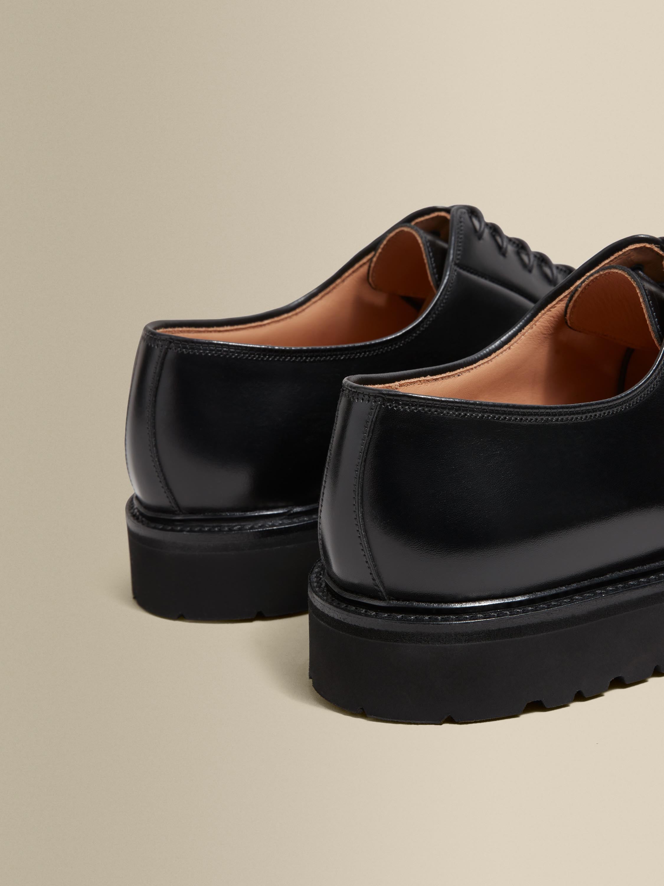 Calf Leather Derby Shoes Black Product Image Heel